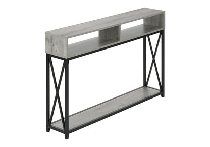 Contemporary Console Table with Metal X-Frame - Light Brown, Dark Brown, Dark Gray