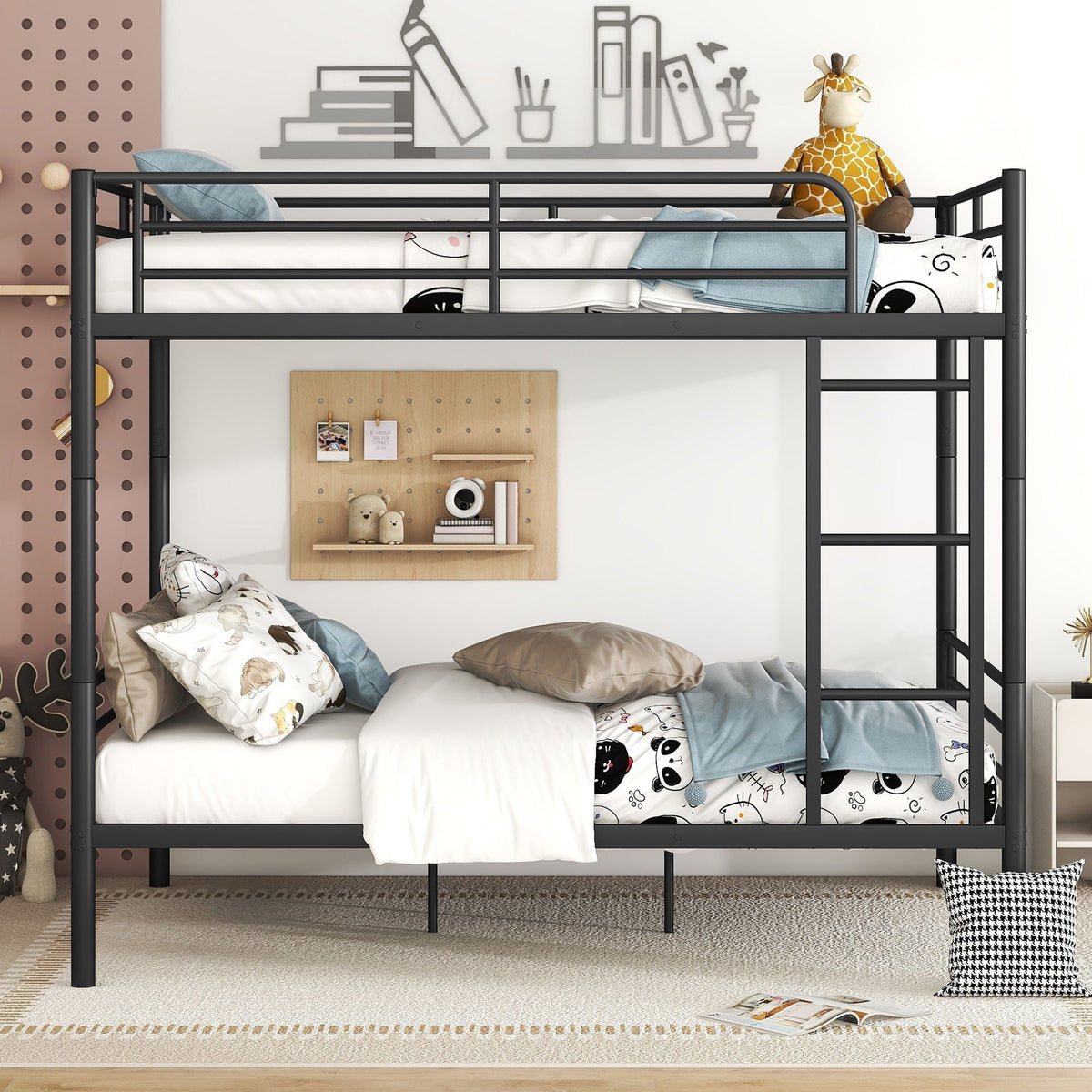 Steel Construction Bunk Bed with Convertible Design - Multiple Colors