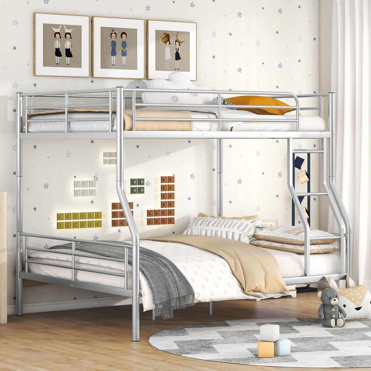 Steel Construction Bunk Bed with Convertible Design - Multiple Colors