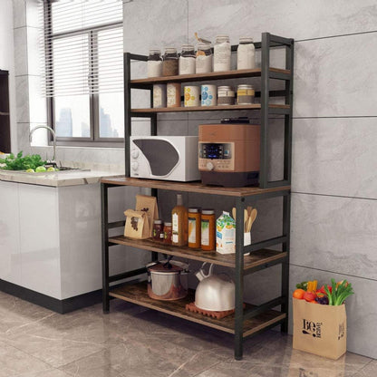 5 Tier Kitchen Bakers Rack With Hutch Microwave Stand