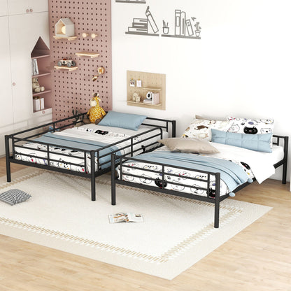 Steel Construction Bunk Bed with Convertible Design - Multiple Colors