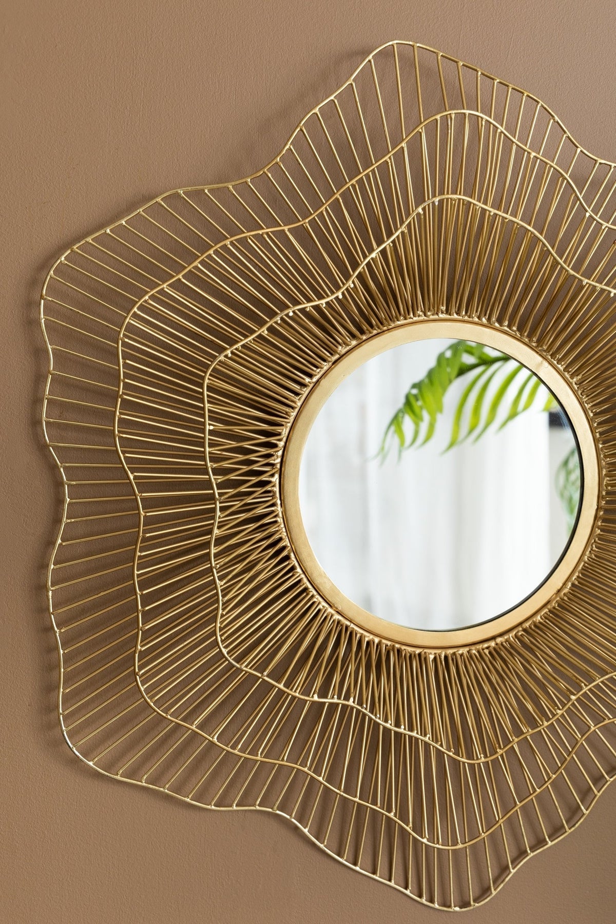 Starburst Metal Wall Mirror with Gold Iron Frame - 27"