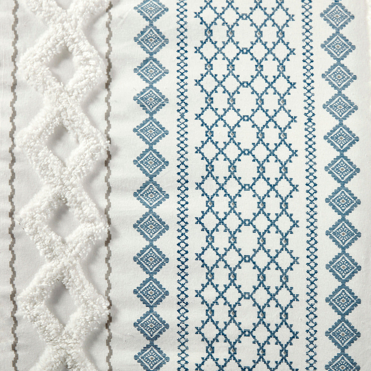 Cotton Printed Duvet Cover Set with Chenille - Full/Queen