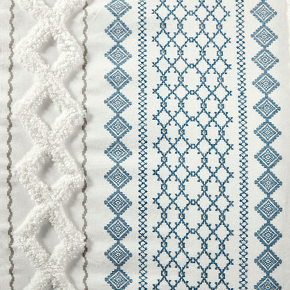 Cotton Printed Duvet Cover Set with Chenille - Full/Queen