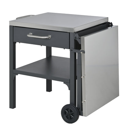 Outdoor Kitchen Cart Foldable Prep Station with Storage - Gray