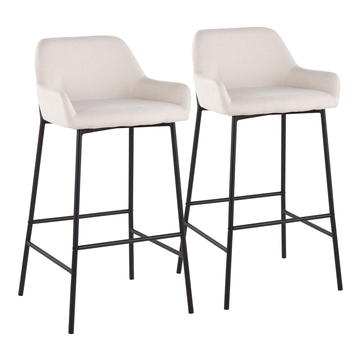 Industrial Fixed Height Bar Stool Set with Padded Upholstery – Multiple Colors