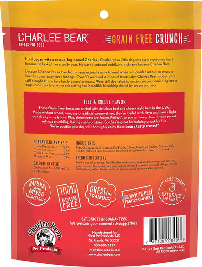Charlee Bear Grain Free Crunch Beef & Cheese Dog Treats (8oz)