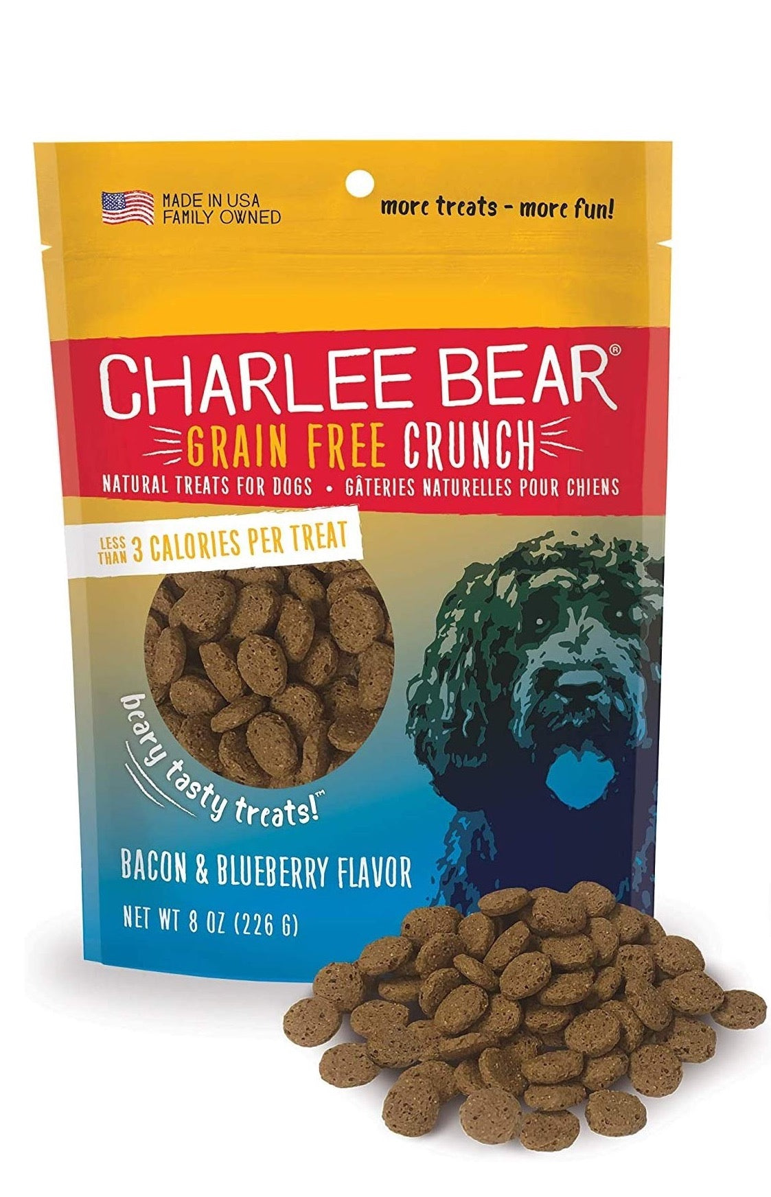 Charlee Bear Grain Free Crunch Bacon & Blueberry Dog Treats (8oz)