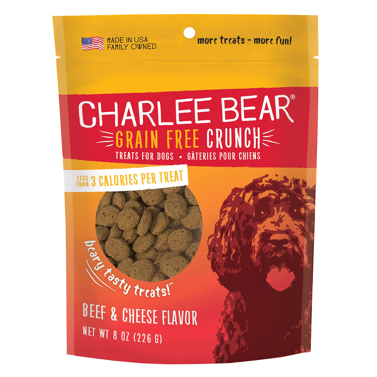 Charlee Bear Grain Free Crunch Beef & Cheese Dog Treats (8oz)