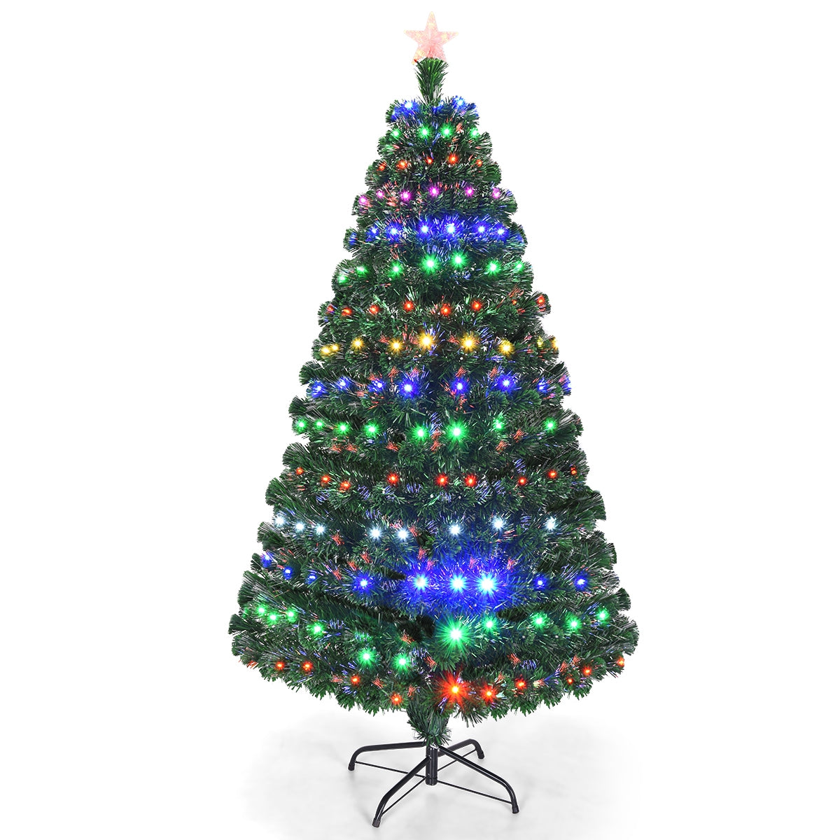 5/6/7 Feet Multicolor Artificial Christmas Tree with LED Light and Metal Stand