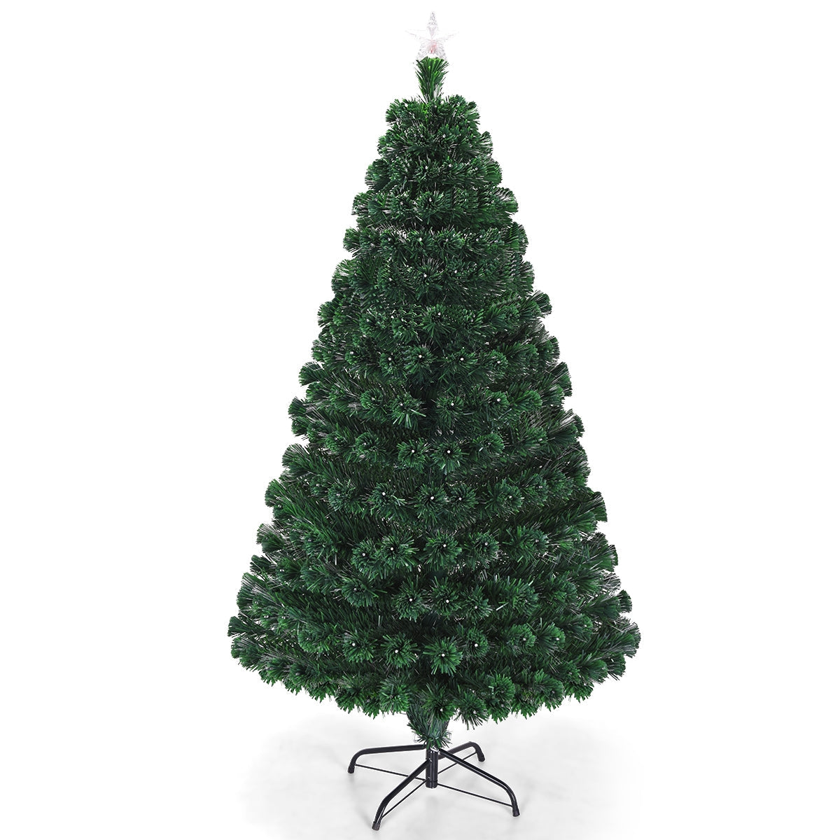 5/6/7 Feet Multicolor Artificial Christmas Tree with LED Light and Metal Stand