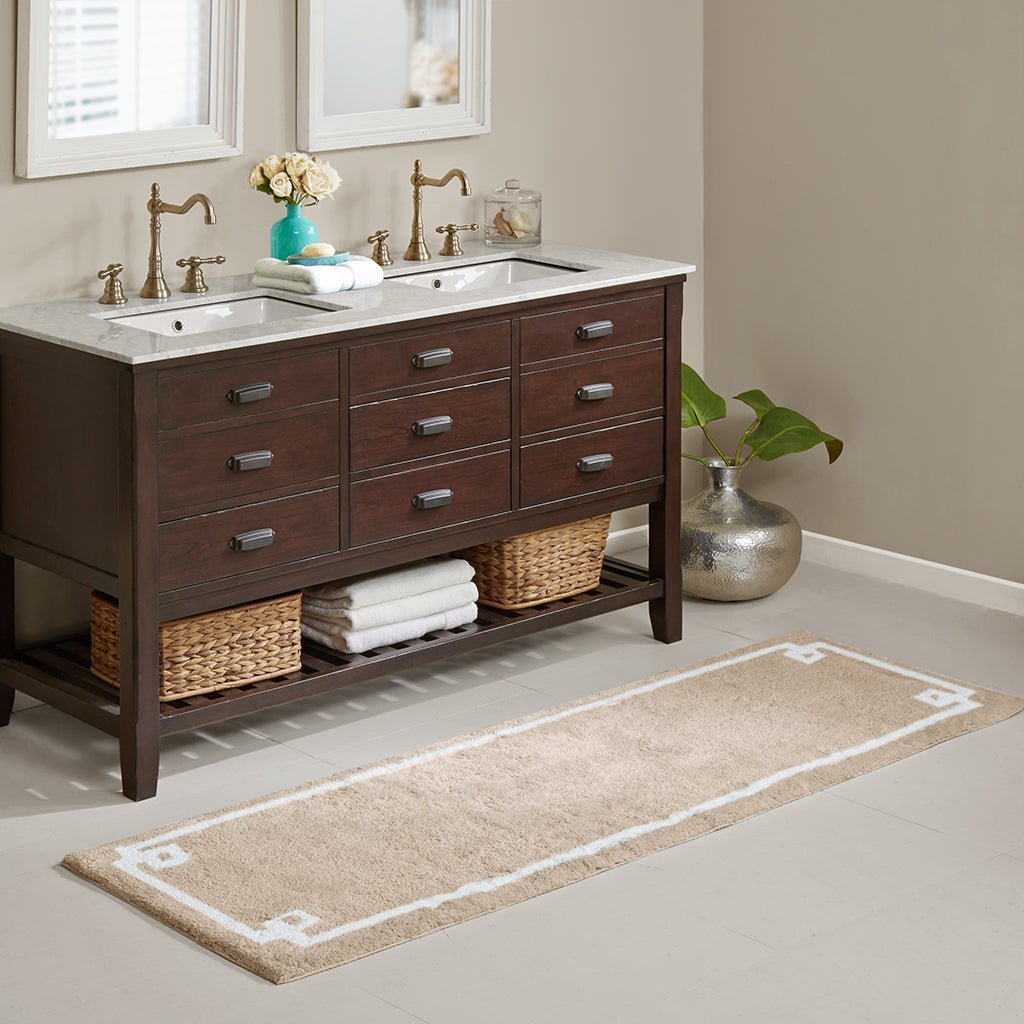 Cotton Tufted Luxury Bath Rug with Non-Skid Backing - Gray, Seafoam, Taupe, Blue