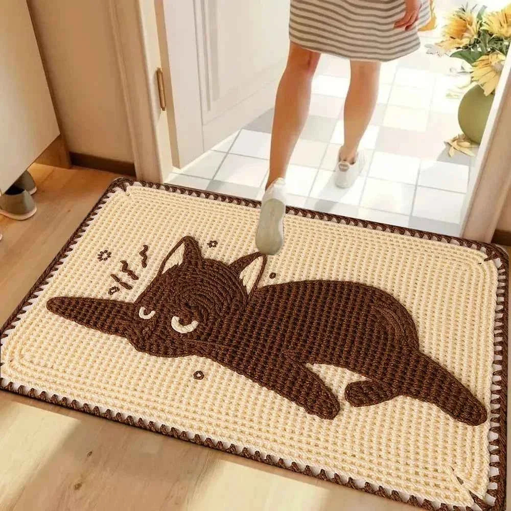Cute Cartoon Cat Floor Mat – Soft Non-Slip Rug for Bedroom and Living Room