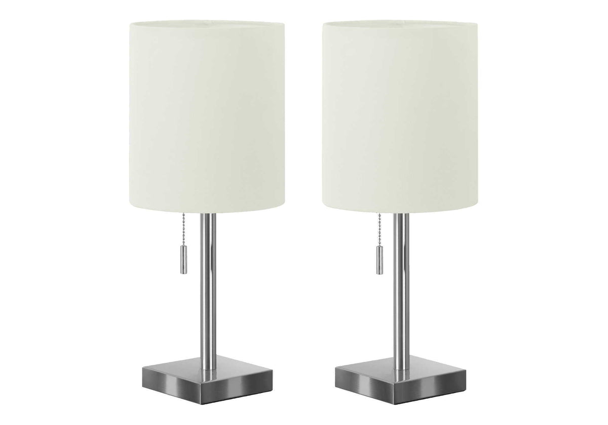 Contemporary Table Lamp Set with USB Port - Nickel