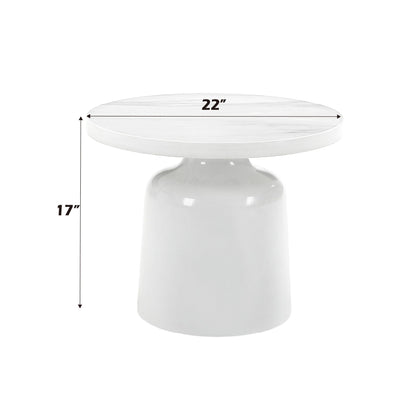 Zaid Engineering Marble High Gloss Table with Pedestal Base - White