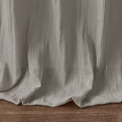 Solid Crushed Curtain Panel Pair with Sheer Texture - Grey
