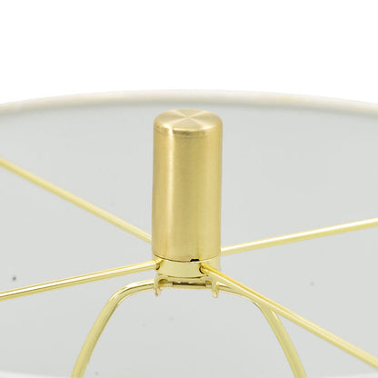Marble Table Lamp with Brass Frame and White Fabric Shade - White + Gold