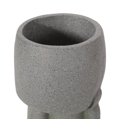 Stone Gray Flower Planter with Textured Cast Stone Finish - Tall