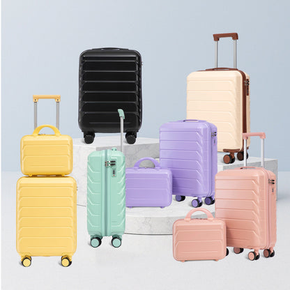 ABS 2-Piece Luggage Set with Spinner Wheels and Combination Lock - Pink