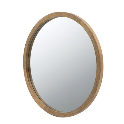Circle Wall Mirror with Wooden Frame - Black, Light Brown, Dark Brown