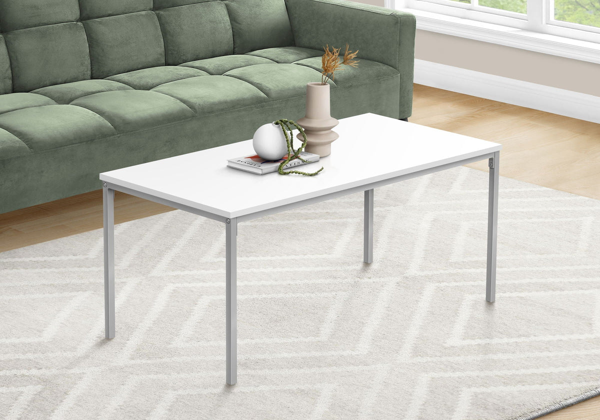 Rectangular Contemporary Coffee Table with Metal Legs - Light Brown, Dark Gray, or White