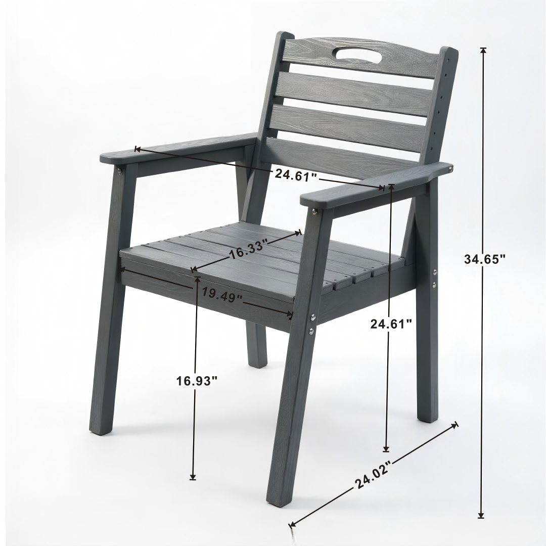 HDPE Outdoor Patio Dining Set with Table and Six Chairs