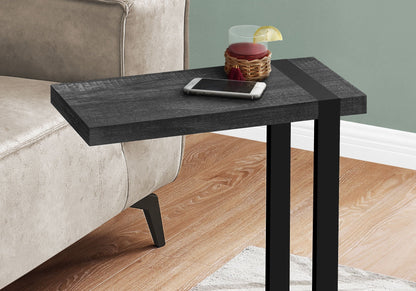 C-Shaped Accent Table with Metal Frame - Black, Gray, or Light Brown