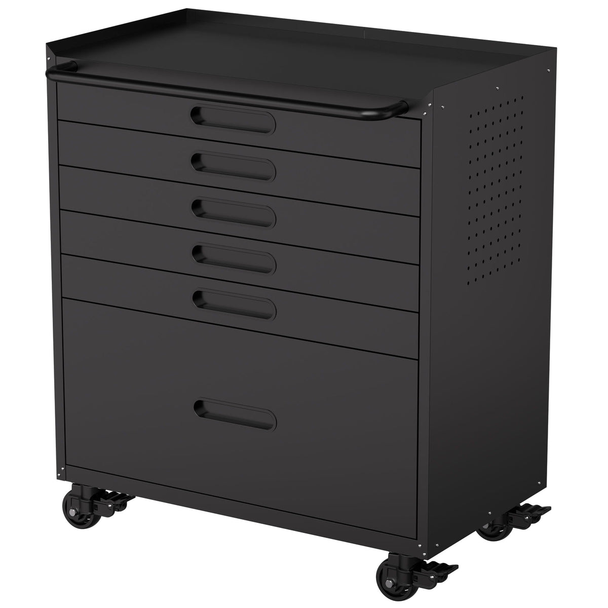 Heavy Duty Rolling Tool Cabinet with Lockable Drawers - Black