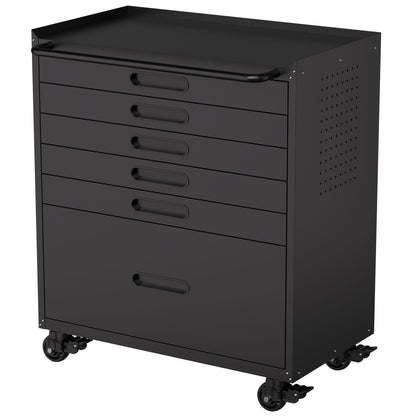 Heavy Duty Rolling Tool Cabinet with Lockable Drawers - Black