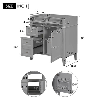 Bathroom Vanity with 2 Drawers and Tip-Out Storage - Multiple Colors