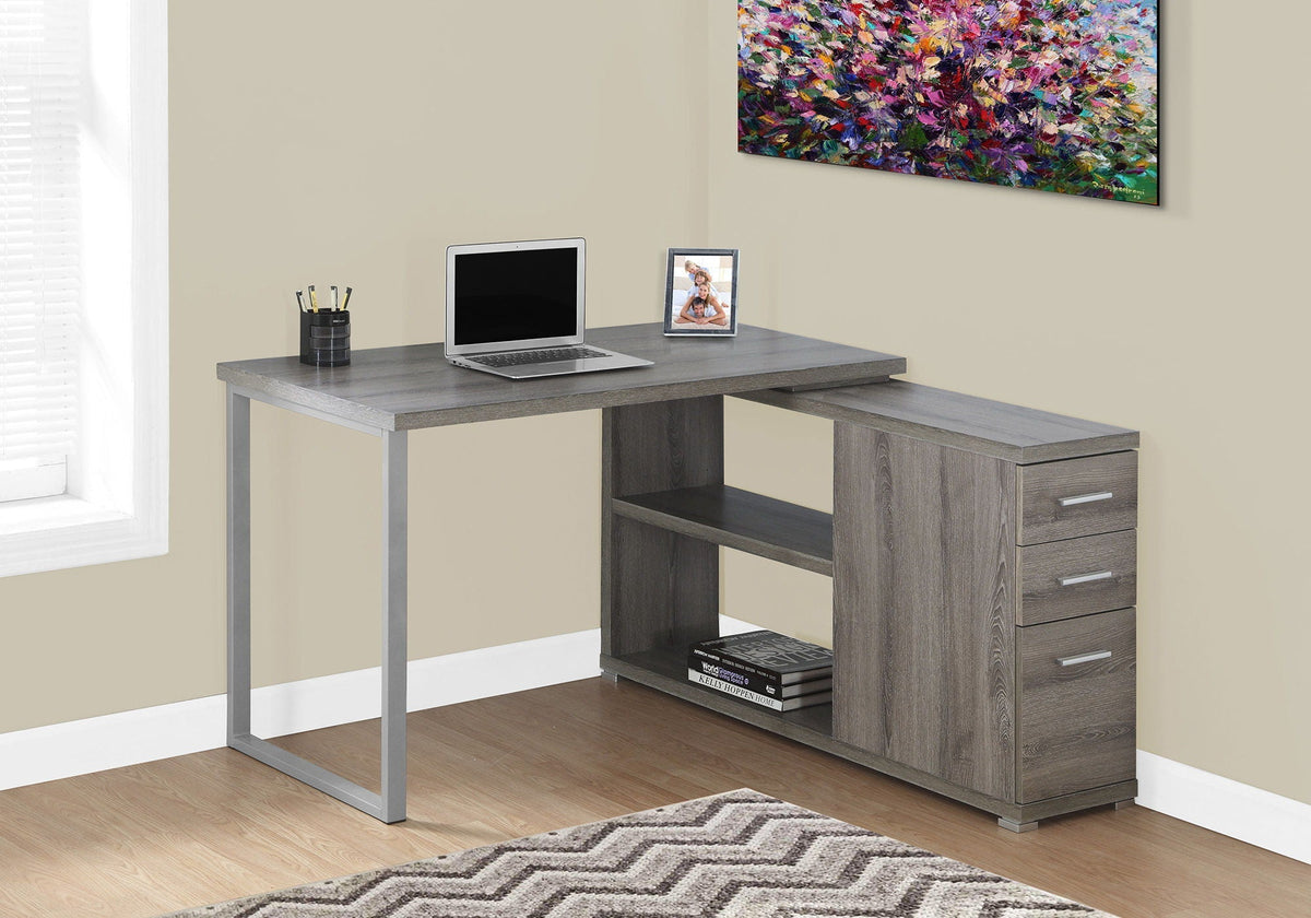 L-Shape Computer Desk with Storage Drawers - Multiple Colors