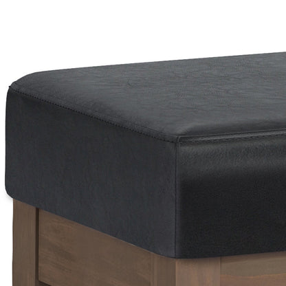 Milltown Large Ottoman Bench with Solid Wood Frame - Midnight Black