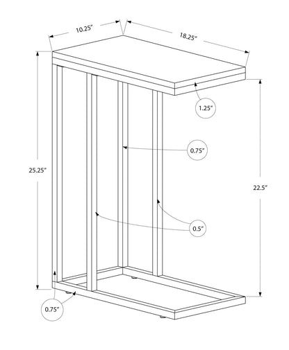 C-Shaped Accent Table with Tempered Glass Top - Black or Dark Brown