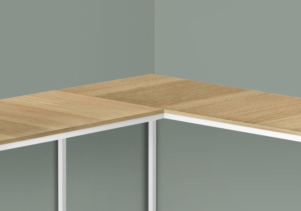 L-Shaped Corner Computer Desk with Marble Look - Light or Dark Brown