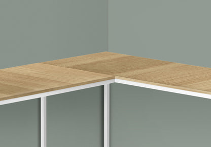 L-Shaped Corner Computer Desk with Marble Look - Light or Dark Brown