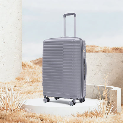 4-Piece Polypropylene Luggage Set with Spinner Wheels and Cosmetic Case - Light Gray
