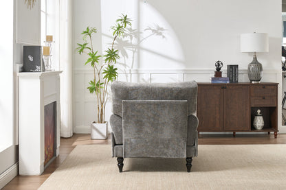 Modern Grey Upholstered Chaise Lounge Sofa Recliner with Solid Wood Frame - Grey