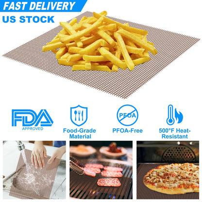 BBQ Grill Mat Non-Stick Mesh Mat Baking Sheet Liner Reusable Reversible Washable for Outdoor Gas Charcoal