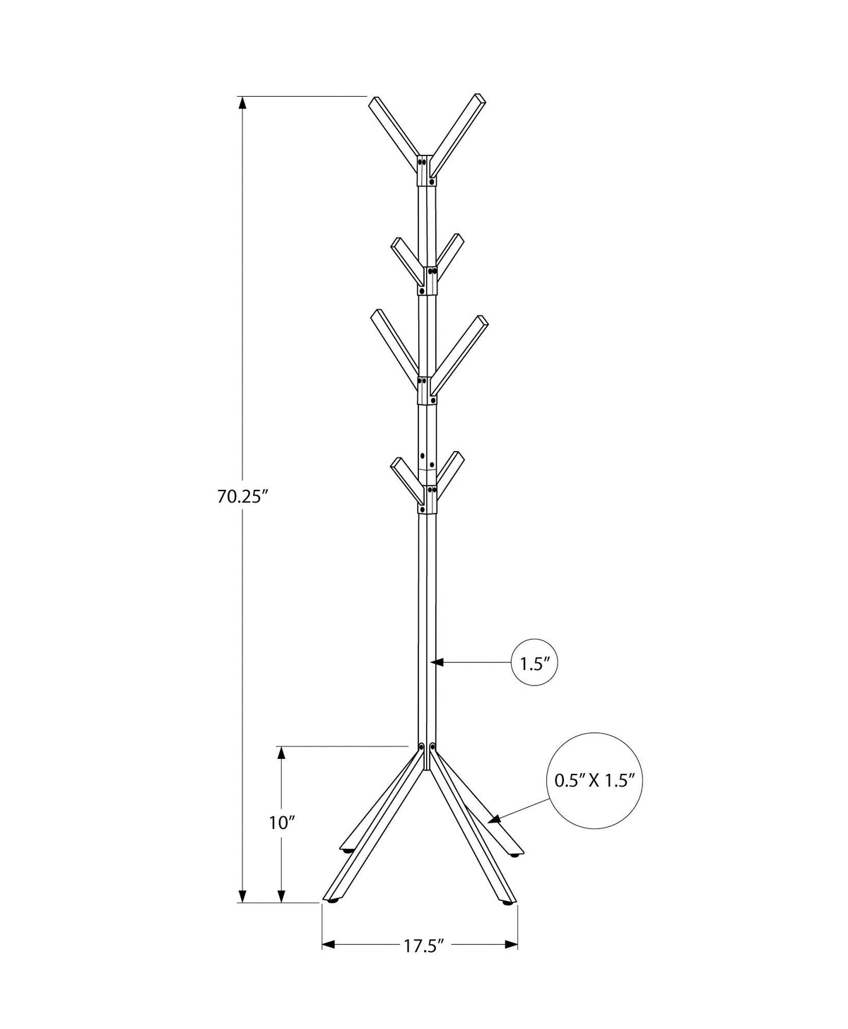 Freestanding Coat Rack with 8 Hooks - Black, Gray, or White