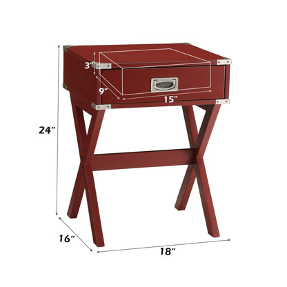 Modern Wood Accent Nightstand with Drawer - White, Black, Red