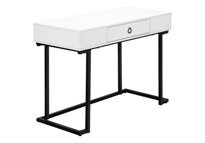 Glossy Computer Desk with Storage Drawer - Dark Gray or White