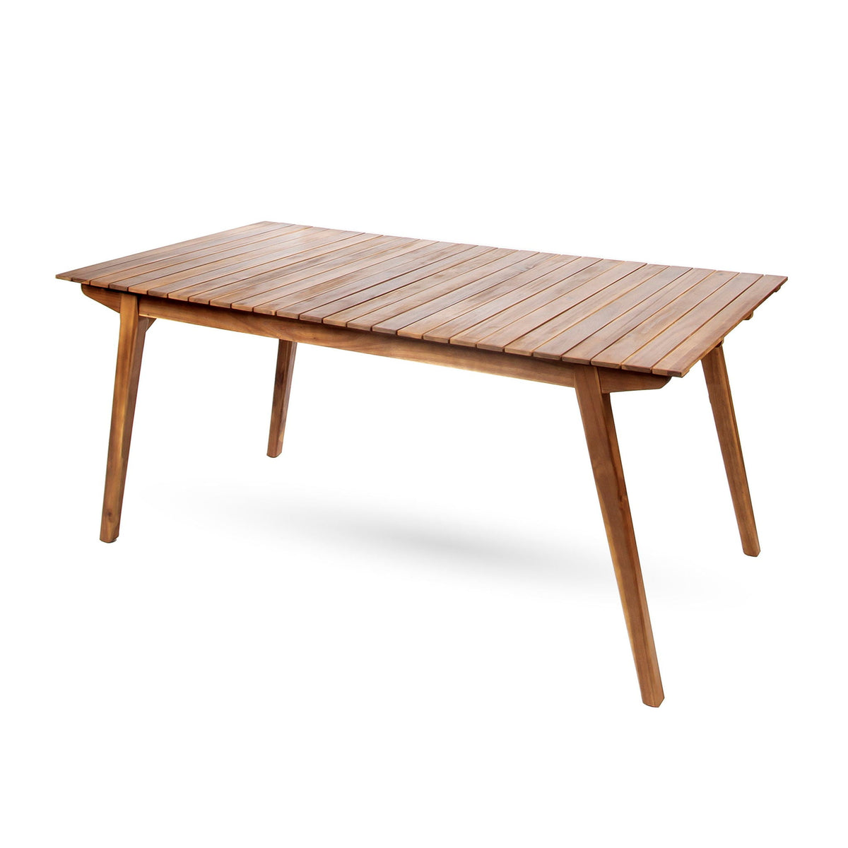 Teak Wood Outdoor Dining Table with Sturdy Frame - Light Brown