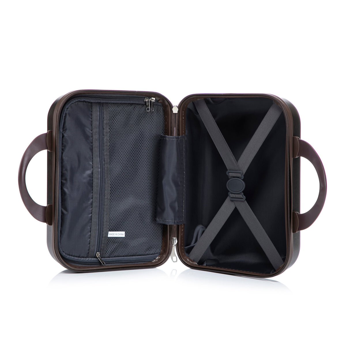 ABS Spinner Wheel Luggage Set with Cosmetic Case - Brown