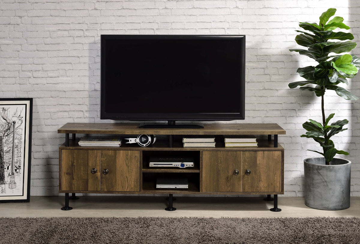 Ensata II TV Stand - Rustic Oak / Black