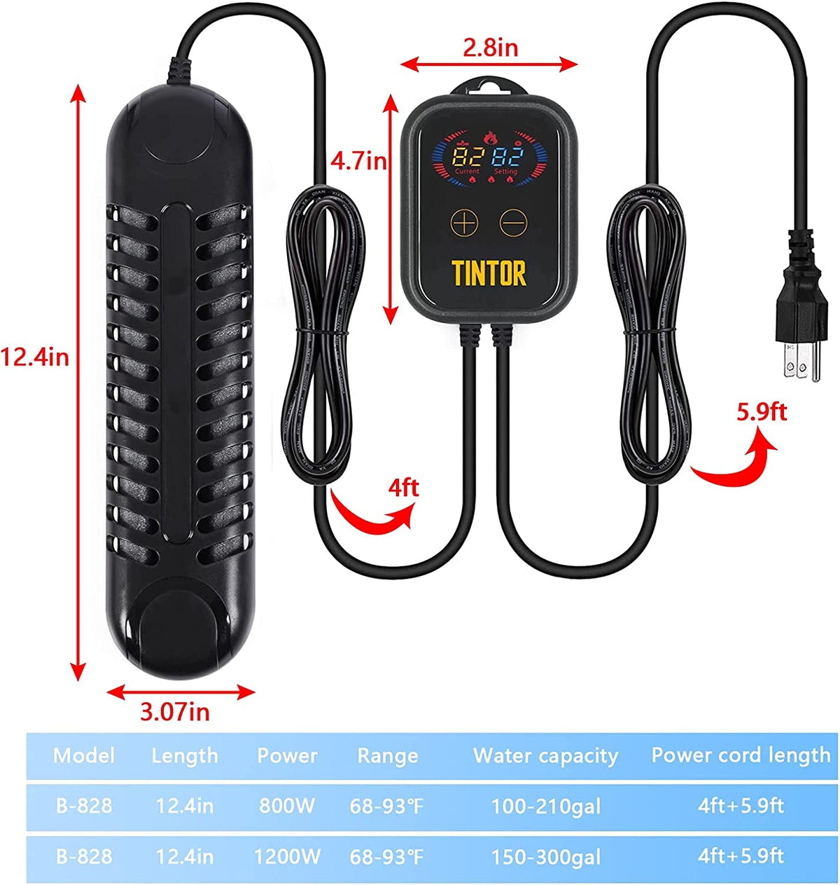 Submersible Aquarium Heater, 800W/1200W