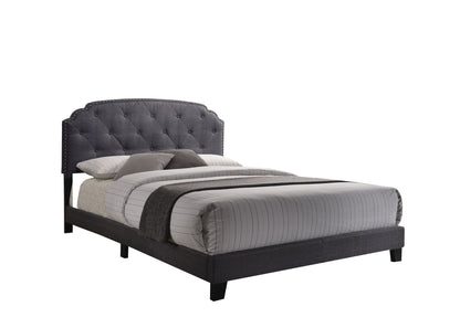 Queen Upholstered Bed with Tufted Headboard - Dark Gray