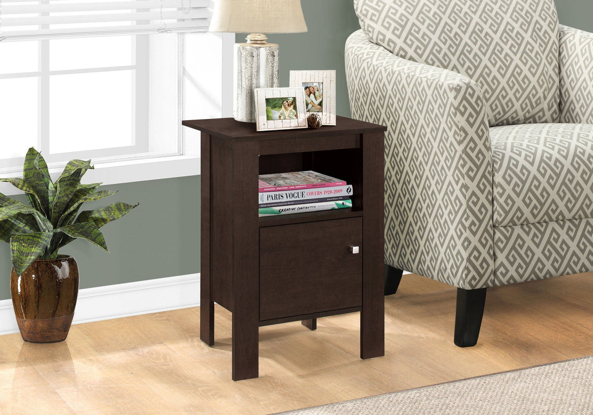 Wood Accent Nightstand with Storage - Transitional Style