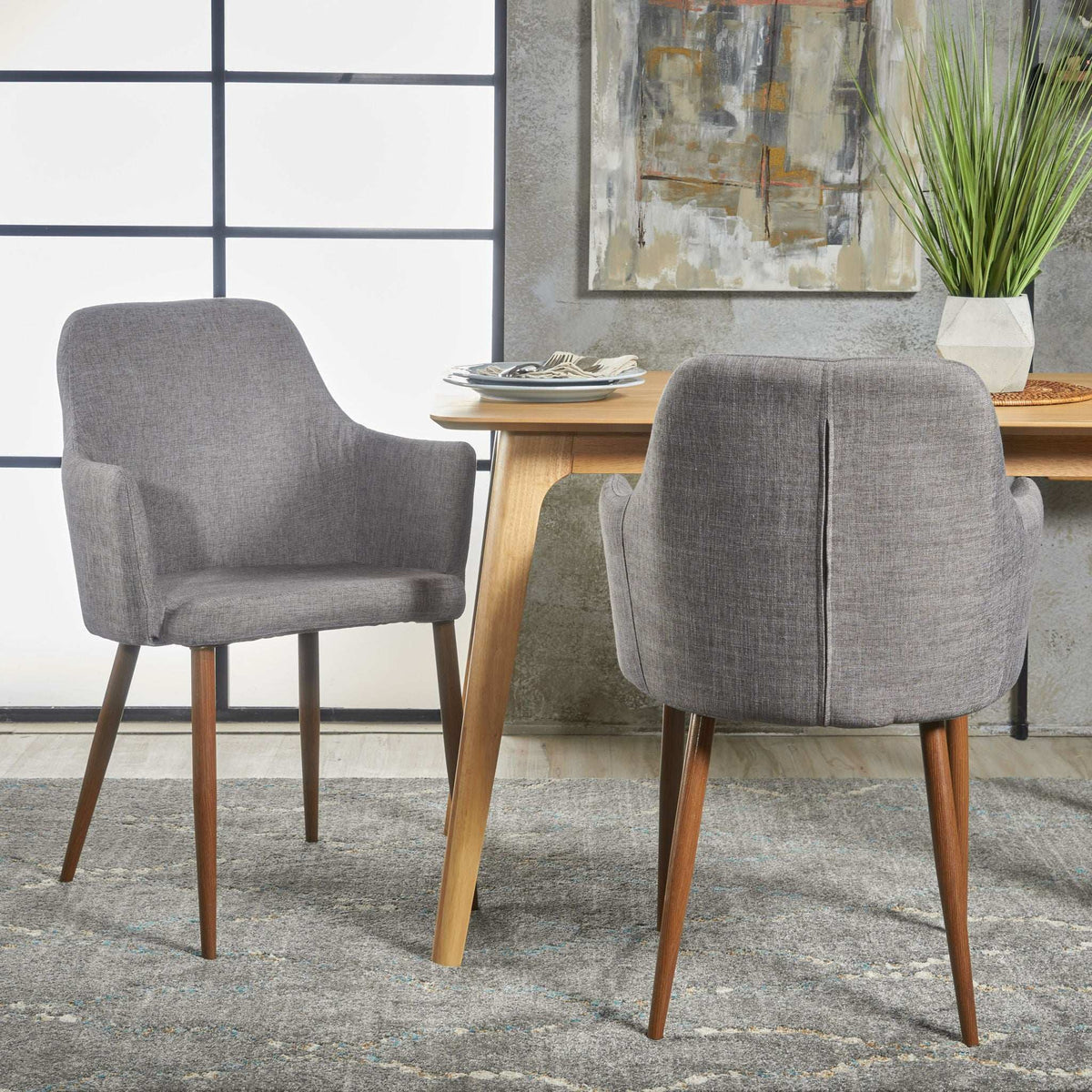 Elegant Dining Chair with Contoured Support - Orange, Dark Gray, Green