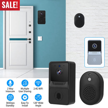 Smart Wireless Chime WiFi Doorbell Security 2 Way Intercom Visual Bell Chime Night Vision Camera Door Bell
