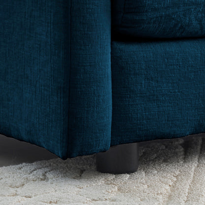 Blue Chenille Upholstered Accent Chair Set of 2 with Solid Wood Frame